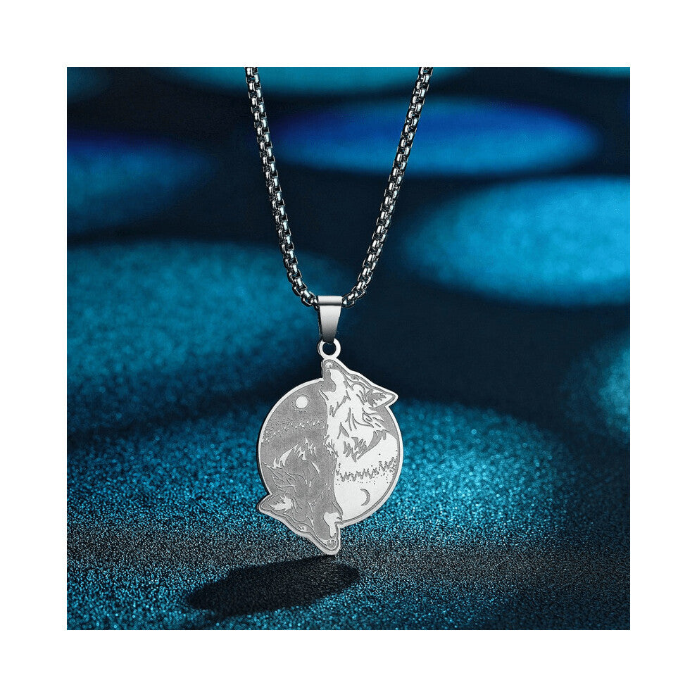 1PC Viking Mens Stainless Steel Wolf Shape Pendant Alloy Necklace Jewelry Accessories