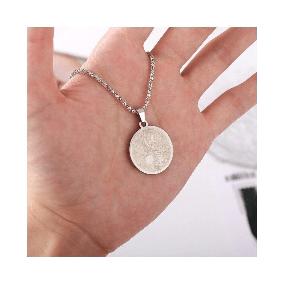 1PC Stainless Steel Hip hop Viking Mens Tree Of Life Moon Pendant Necklace Jewelry Accessories