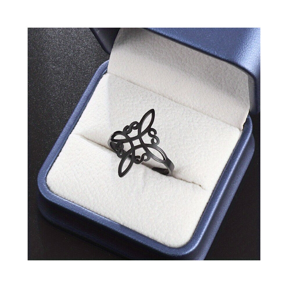 1pc Mens Witch Knot Stainless Steel Ring Celtics Knot Rings Lucky Jewelry Accessories Gift