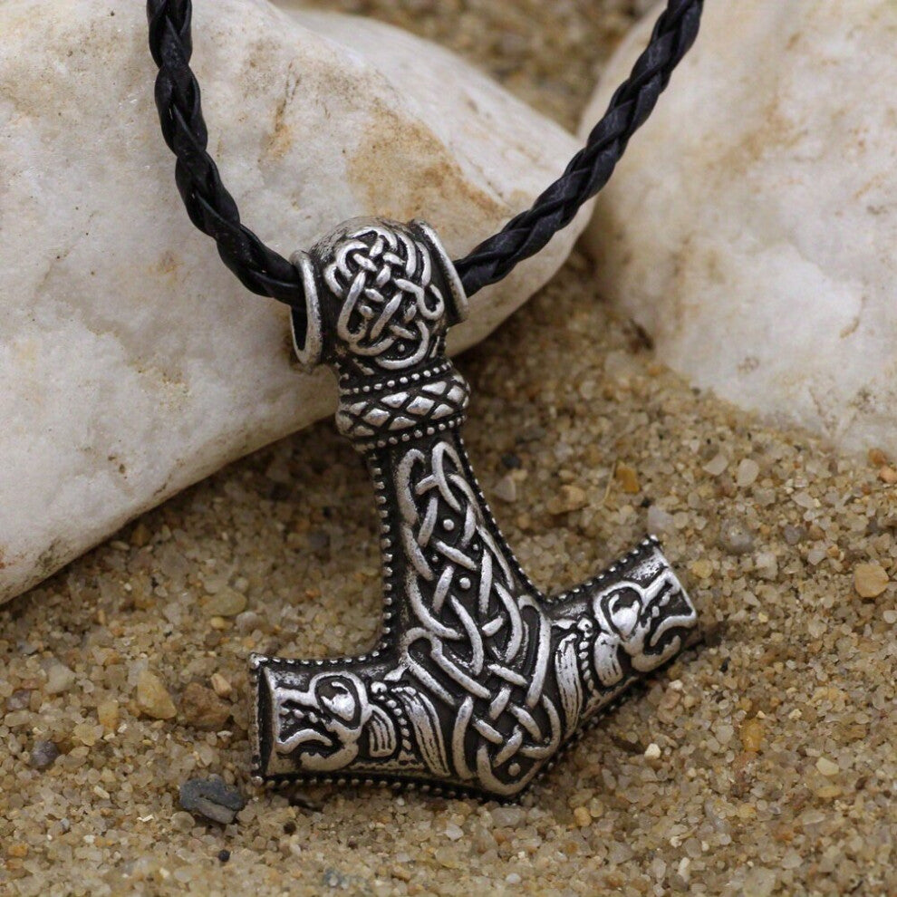Retro Funky Viking Style Hammer Pendant Necklace Jewelry Accessories For Men Women