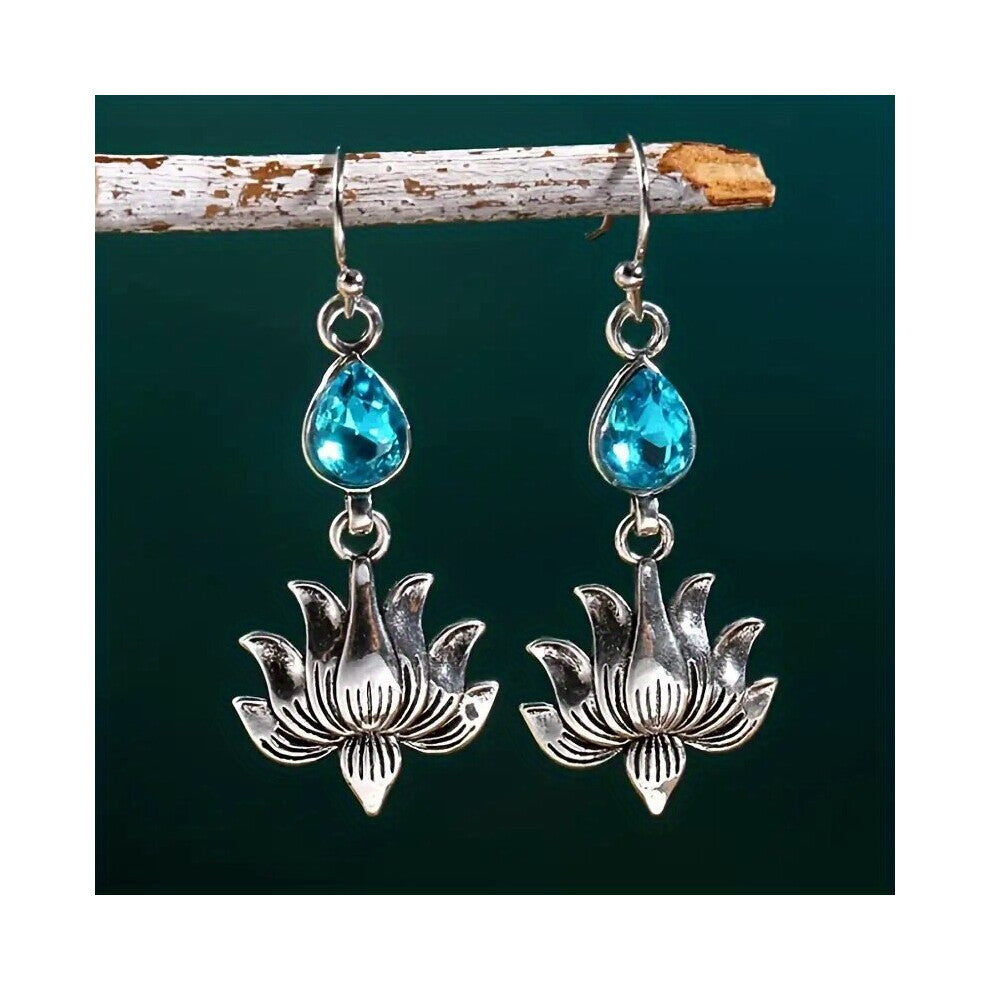1pair Bohemian Retro Lotus Drop Earrings Daily Accessories Jewelry