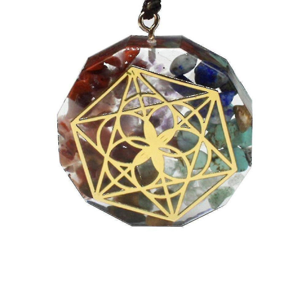 Seven Chakra Pendant Natural Crystal Meditation Necklace?Color-3?