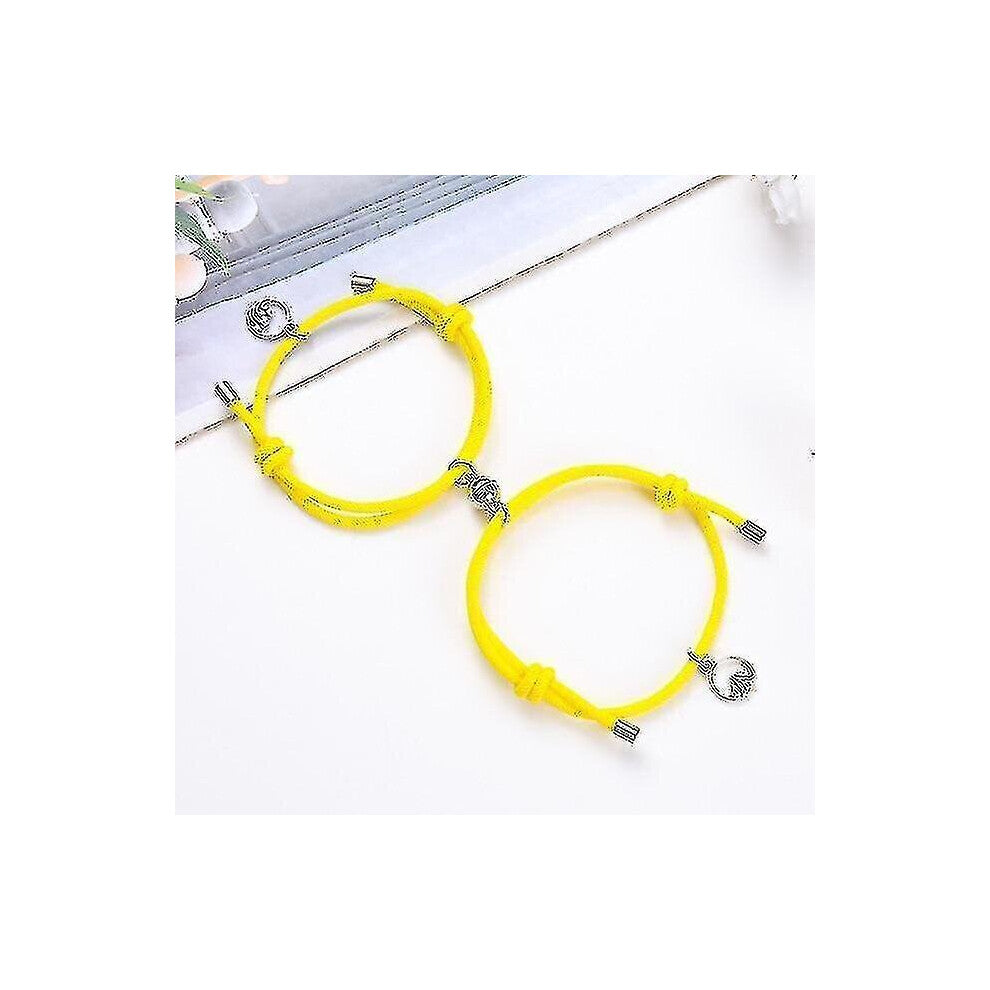 Alloy Couple Magnetic Attraction Ball Creative Bracelet(Yellow)