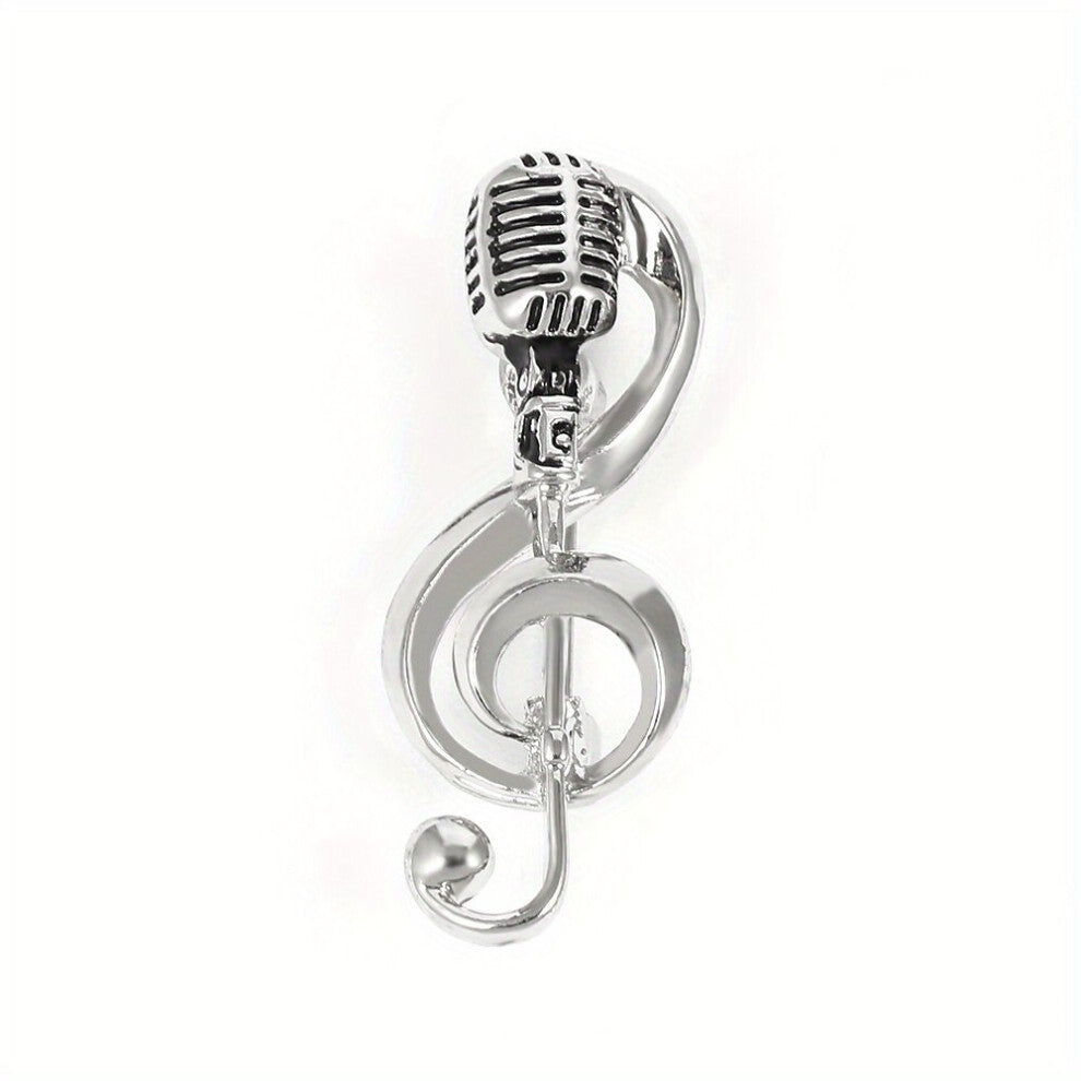 1pc Microphone Music Brooch Shape Silver Golden Pin
