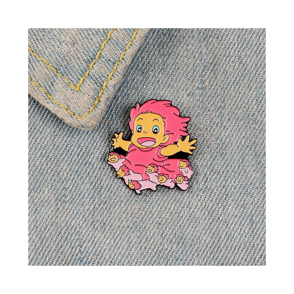 1pc Pins Alloy Anime Surrounding Litter Girl Brooch