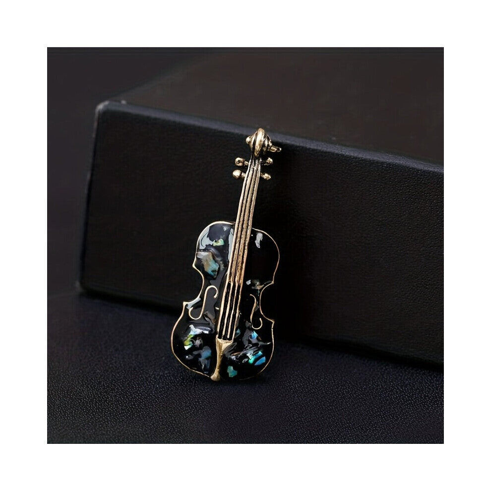 1pc Mens Stylish Violin Shell Brooch Jewelry Accessories