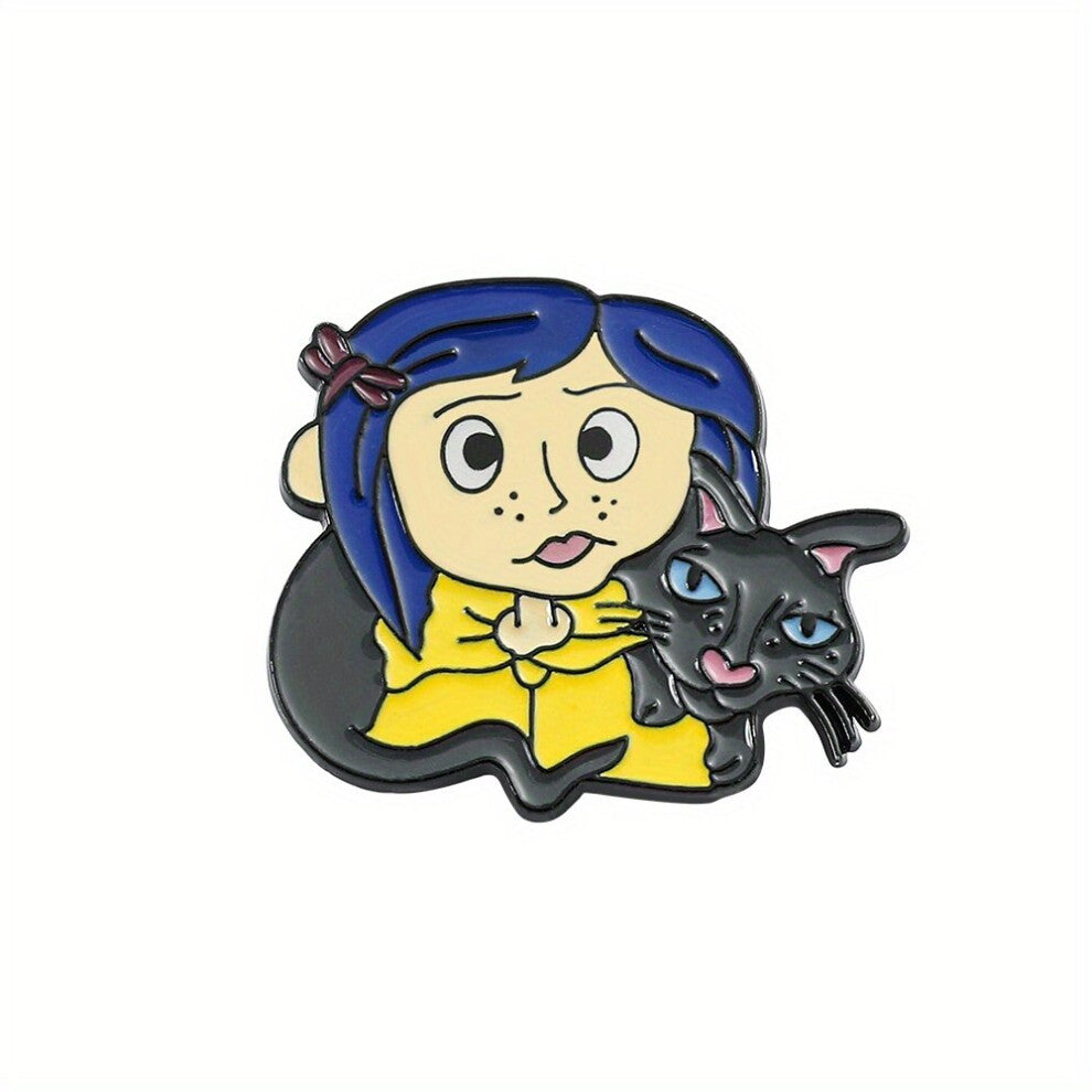 Girl Brooch Funny Girl Cat Enamel Pins For Men Metal Paint Badges Backpacks Clothing Accessories Wallets Pendants