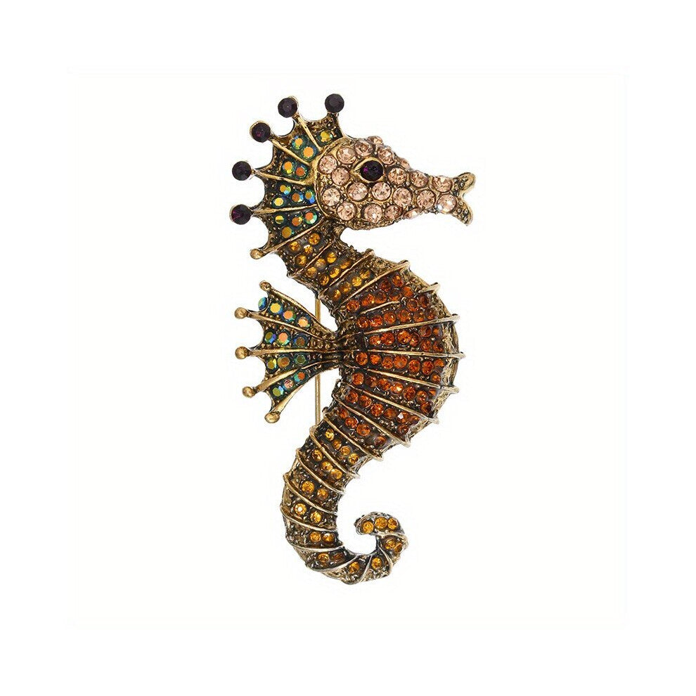 1pc Hot Sparkling Marine Animal Brooch Corsage Pin Accessories Rhinestone Sea Horse Brooch Pin