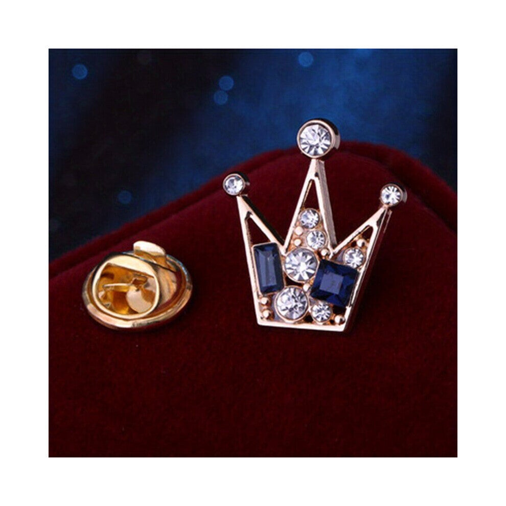 1pc Mens Crown Collar Pin Mens Corsage Accessories Shirt Collar Buckle Crystal Collar Clip