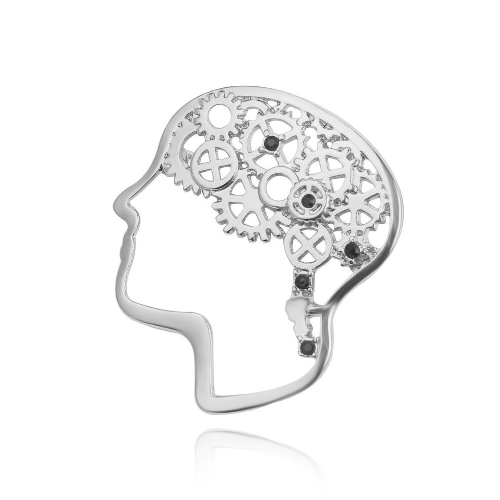 1pc Brain Thinker Brooch Hot Product Personality Retro Alloy Electroplating Buckle Pin Backpack Clothes Accessories