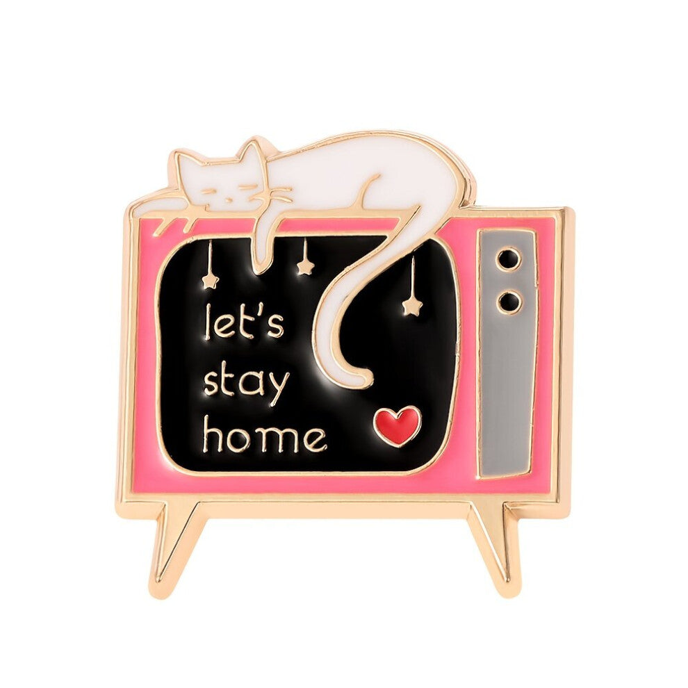 Hot Selling Creative Personality Kitten TV Brooch Enamel Pin Waist Anti exposure Backpack Clothing Accessories