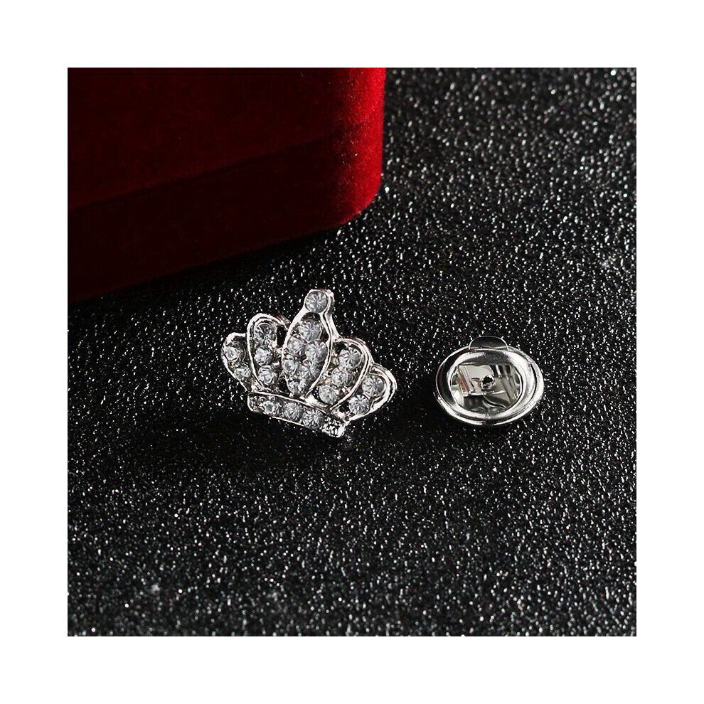 Business Brooch Crown Rhinestone Collar Pin Suit Shirt Metal Button Couple Clothes Accessories