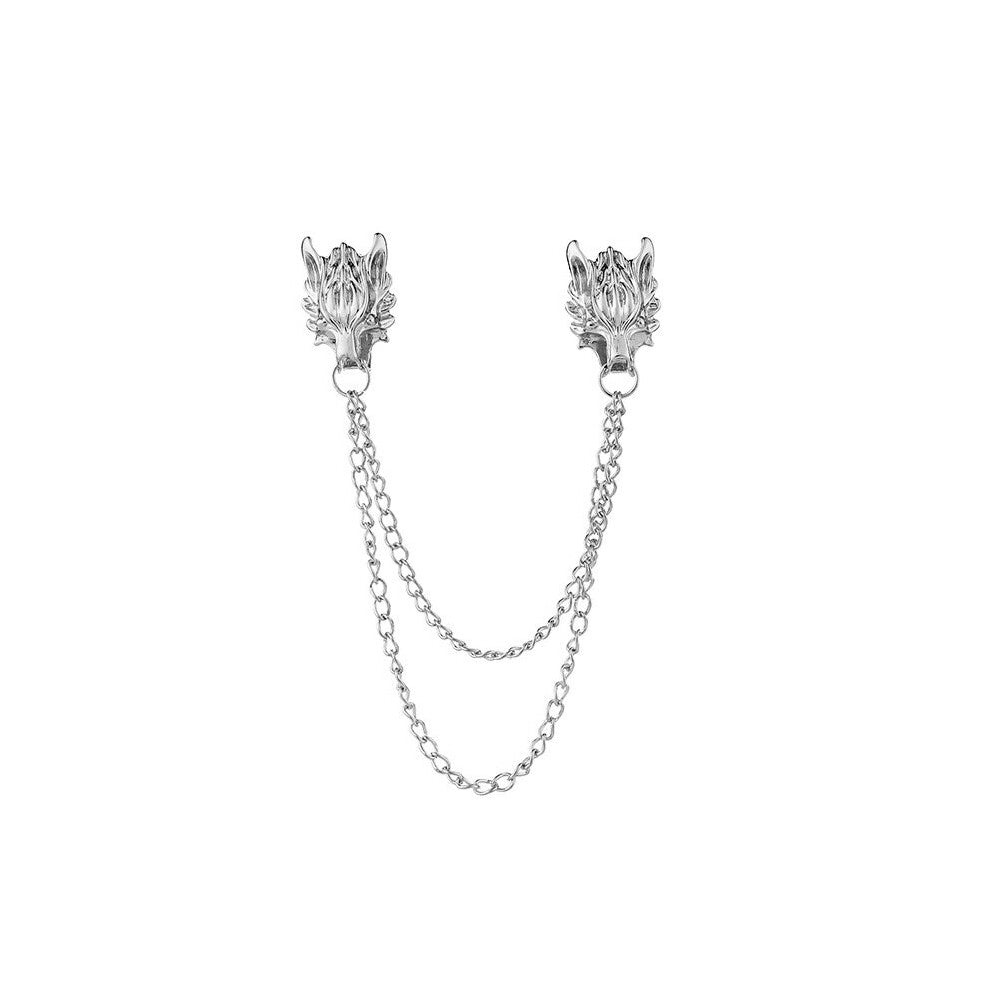 1pc Alloy Dragon Head Shirt Collar Pin Suit Accessories Brooch Mens Decorations Accessories