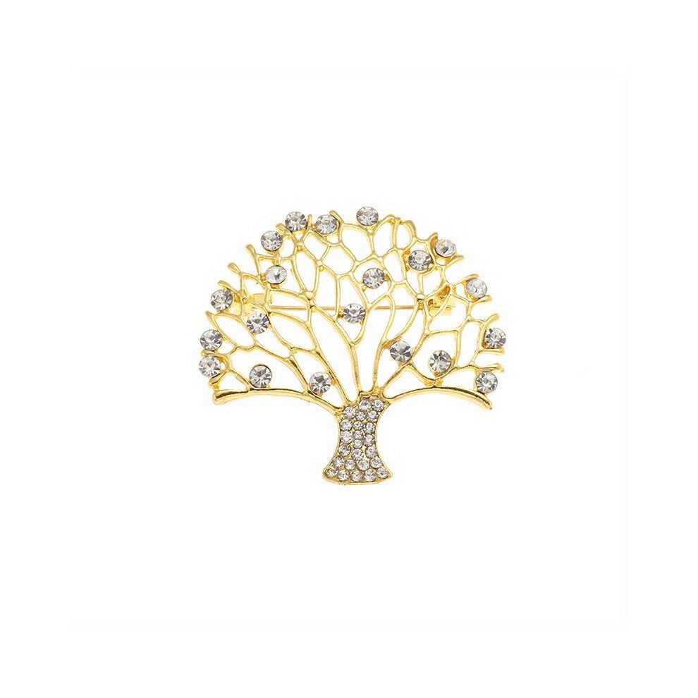 1pc High Zircon Tree Of Life Brooch For Men Women Blessing Lucky Jewelry Accessories Gift