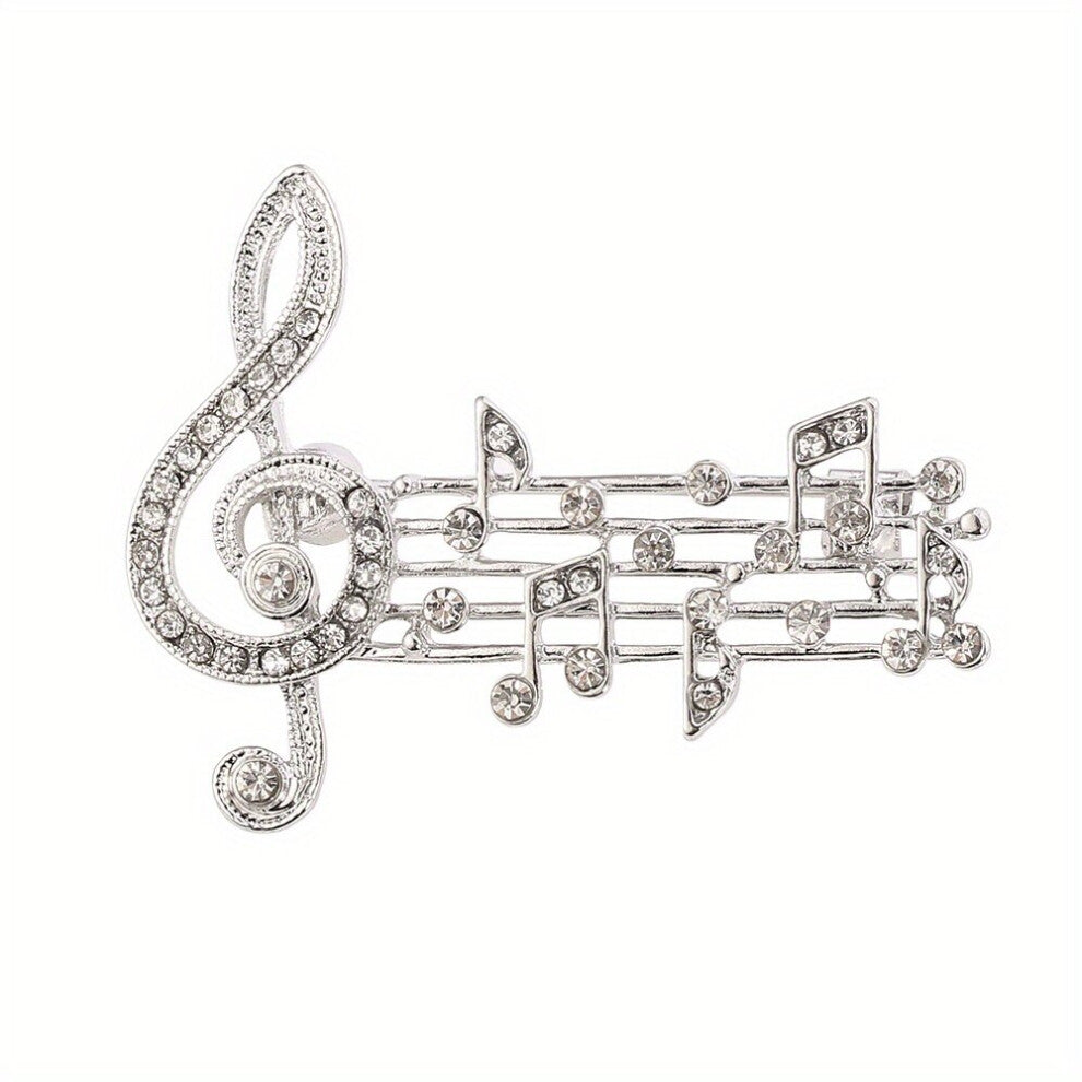 Notes And Rhythms Inlaid With Rhinestone Beating Notes Brooch For Men Sweater Pin Accessories For Men
