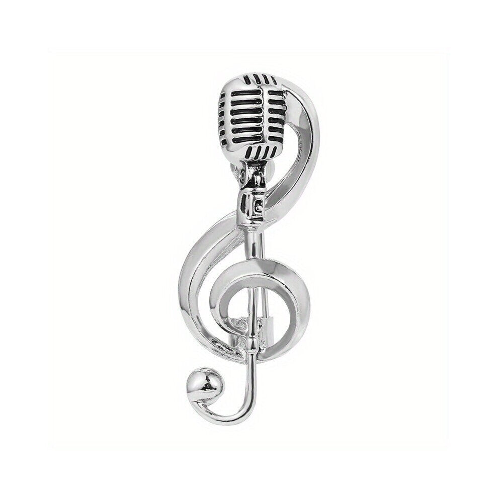 1pc European And American Retro Microphone Music Brooch Classic Note Microphone Brooch Artificial Jewelry