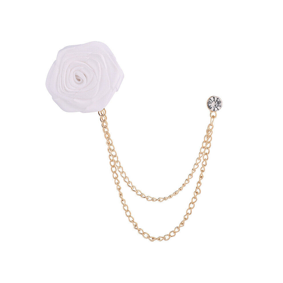 1pc Couple Style Corsage Suit Accessories Encrypted Rose Brooch Tassel Chain Mens Suit Chest Jewelry