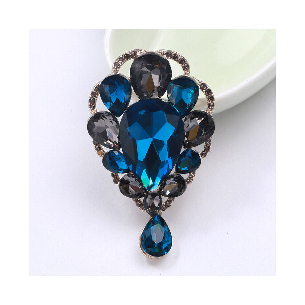 Mens Iridescent Glass Water Drop Charm Brooch Cufflinks Sweater Shirt Accessory