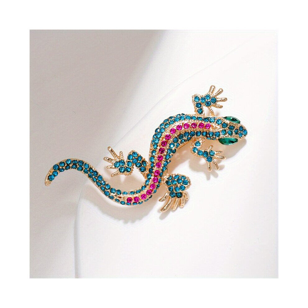 Colorful Rhinestone Lizard Brooch Pin Vintage Alloy Brooch Clothing Accessories For Men