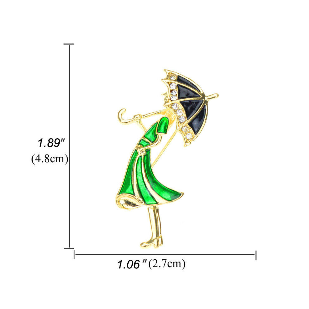 1PC Girl With Umbrella Beauty Brooch Rhinestone Brooch For Men Male Coat Accessories Brooches Pins For Men