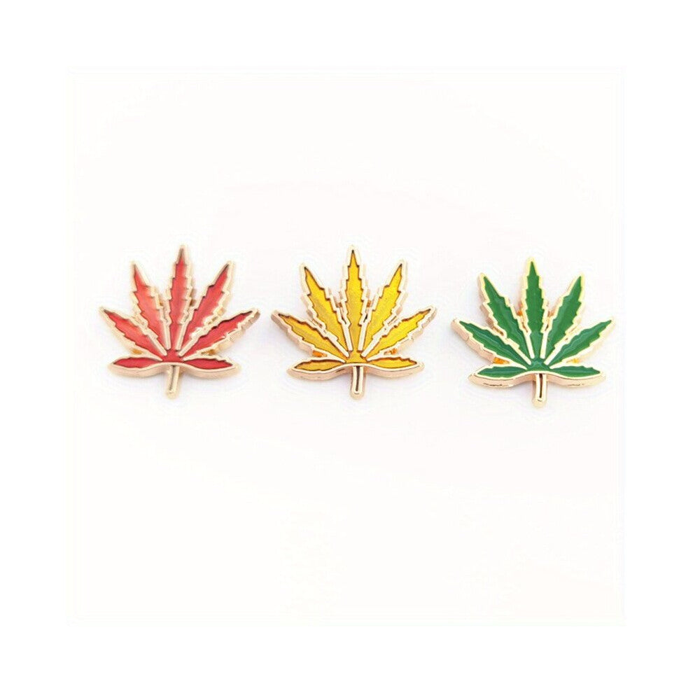 3pcs Creative Leaf Brooch Hat Backpack Clothing Accessories Enamel Lapel Pin