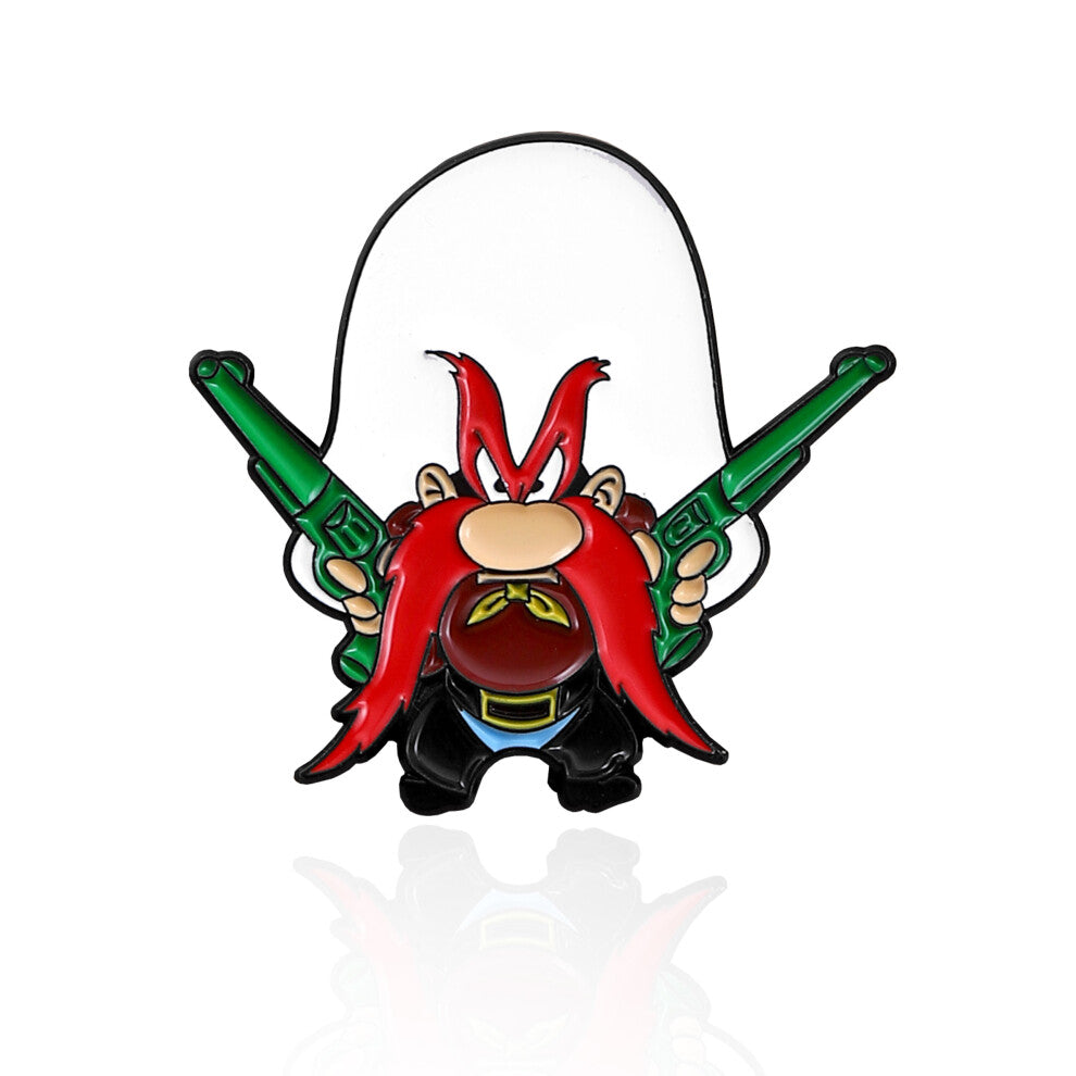 Red Long Beard Hunter Brooch Cartoon Punk Lapel Pin Backpacks Jackets Hats Scarves Pants Accessories Jewelry