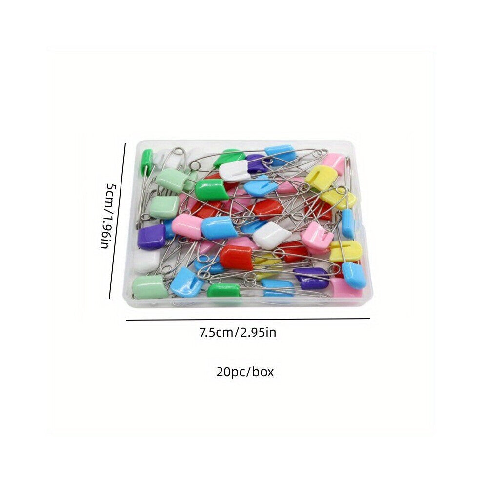 20pc box Stainless Steel Pins Multicolor Headscarf Large Safety Pin Mens Brooch Womens Jewelry Pin Boxed Clothing Accessories
