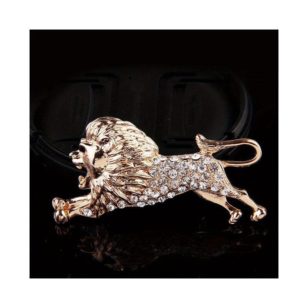 1pc Domineering Lion Chest Pin Alloy Inlaid Artificial Diamond Clothing Accessories Brooch