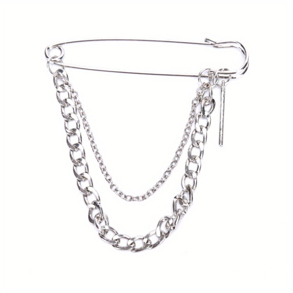 1pc Classic Tassel Chain Pin Brooch Punk Hip Hop Jewelry Clothes Bag Suit Accessories