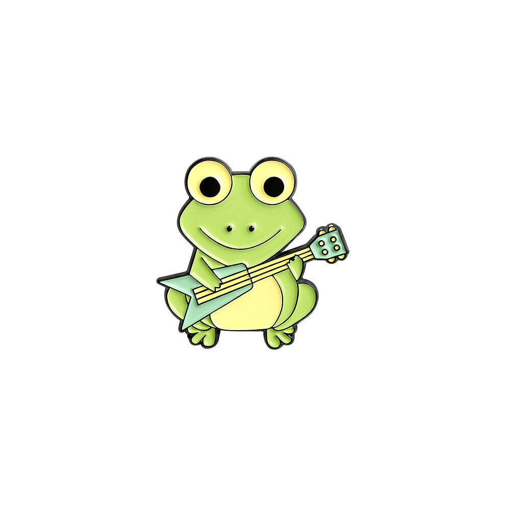Cartoon Frog Brooch Playing Guitar Frog Brooch Backpacks Jackets Hats Scarves Pants Accessories Jewelry