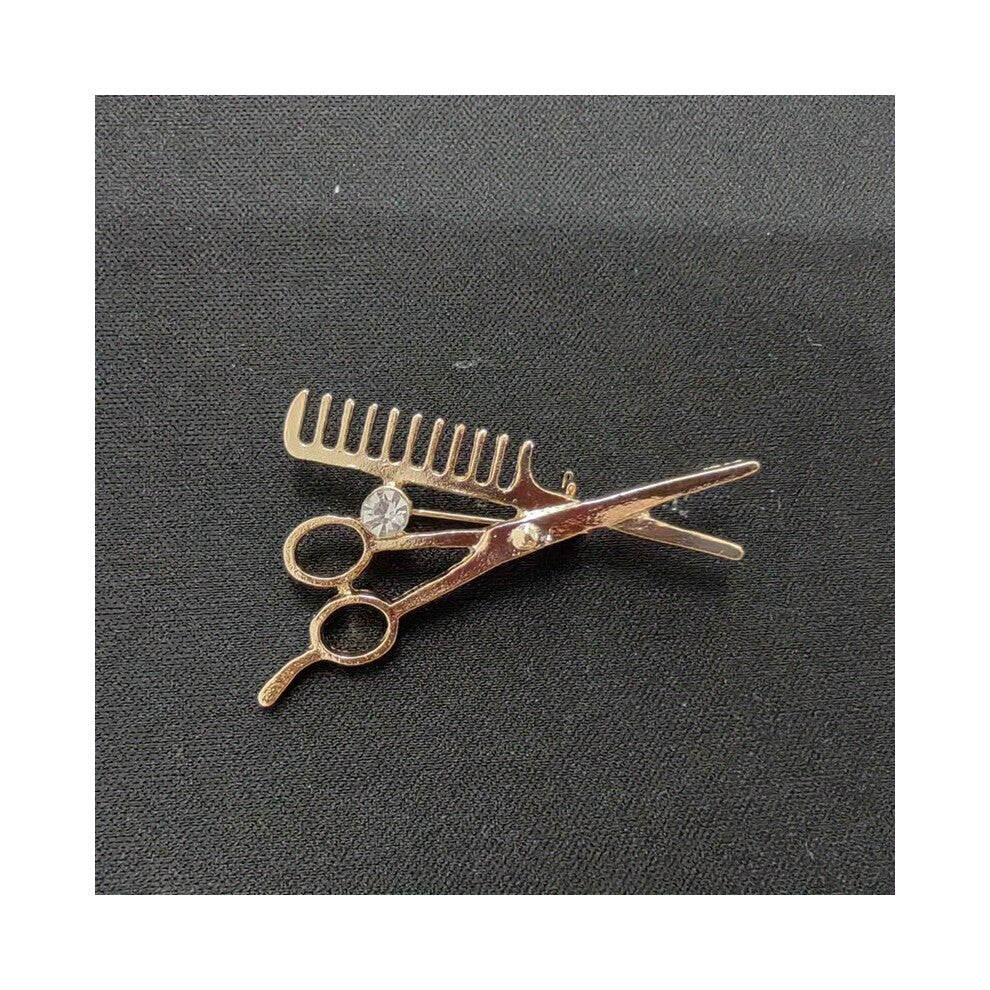 Mens Haircuts Scissors Comb Brooches Accessories Clothing Collar Accessory Jewelry Gift