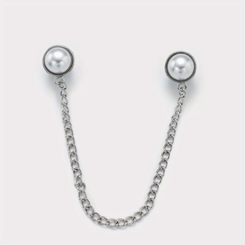 1pc Pearl Alloy Chain Brooch Clothing Accessories Corsage Collar Pin