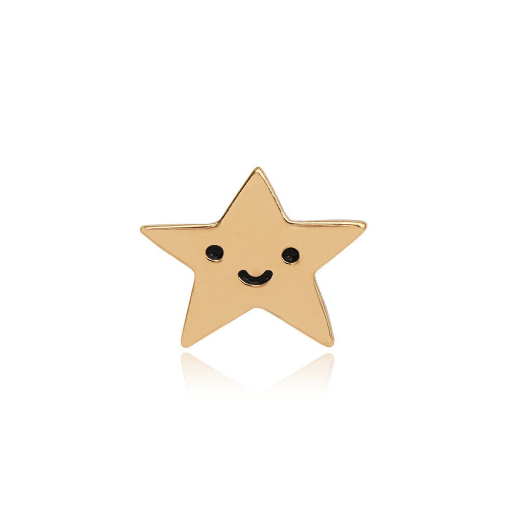 1pc Smile Face Pentagram Alloy Pin Clothing Bag Accessories Couple Pin