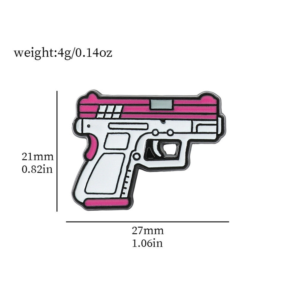 1pc Cartoon Pink Gun Brooch Bracelet For Student Bag Accessories For Men