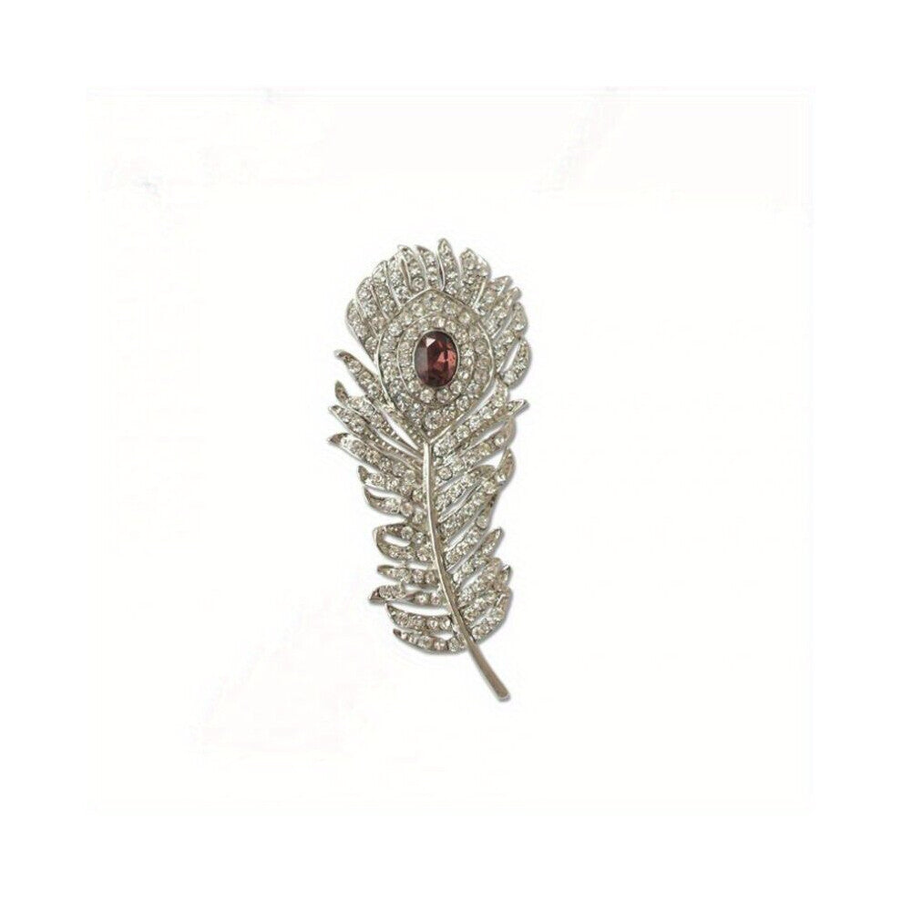 Rhinestone Inlaid Feather Brooch Lapel Pin Collar Pin Party Wedding Jewelry Gift Backpacks Jackets Hats Scarves Pants Pin Accessories