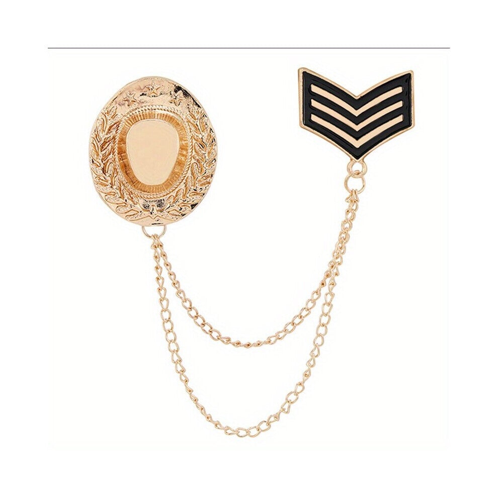 Style Double Layer Tassel Chain Brooc h Western Cowboy Hat Shape Brooch Corsage Suit Accessories