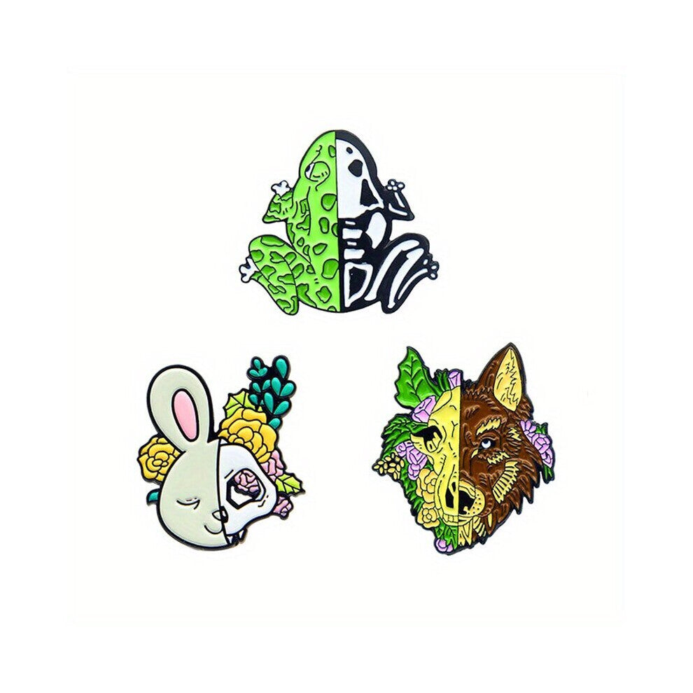 Frog Rabbit Wolf Animal Skull Brooch Animal Lapel Pin Backpacks Jackets Hats Scarves Pants Accessories Jewelry