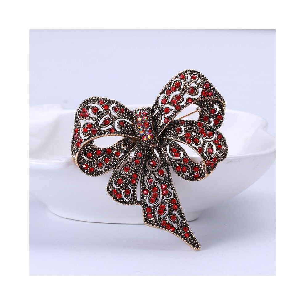Rhinestone Bow Brooches Large Bowknot Brooch Pin Vintage Jewelry Winter Accessories For Men