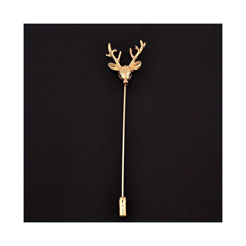 1PC Retro Brooch Mens Small Suit Inserted Brooch Accessories Retro Deer Head Inserted Long Needle Style For Men And Women