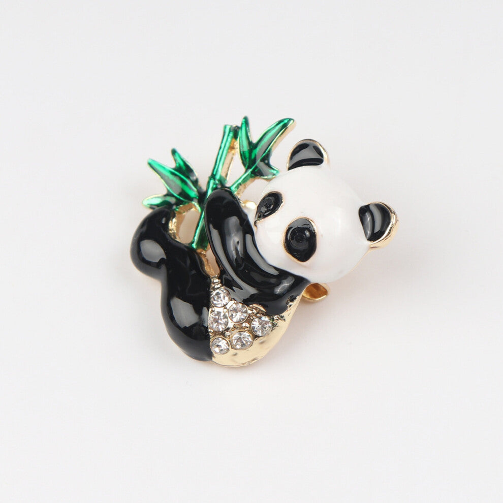 1pair Alloy Animal Panda Bamboo Brooch Pin Creative Chest Flower Mens Suit Accessories