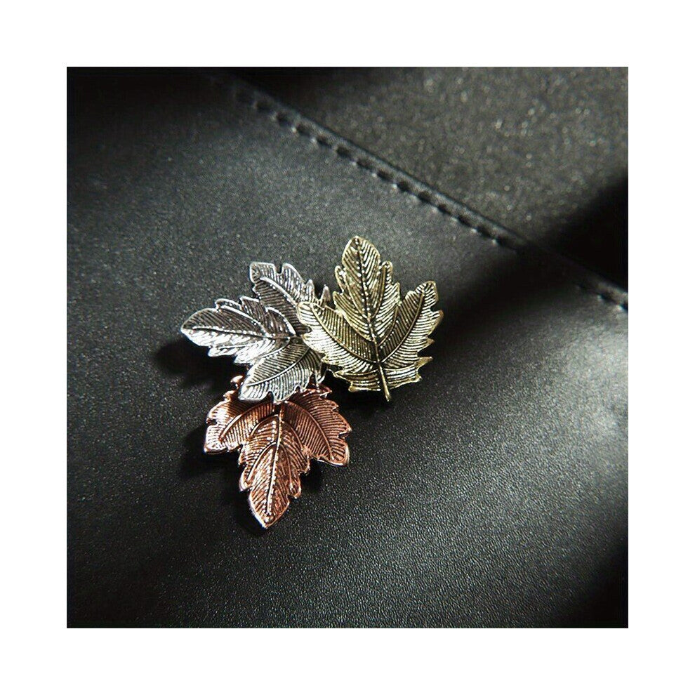 1pc Vintage Maple Leaf Brooch Metal Charm Collar Lapel Brooch Pin Jewelry Party Clothing Accessories