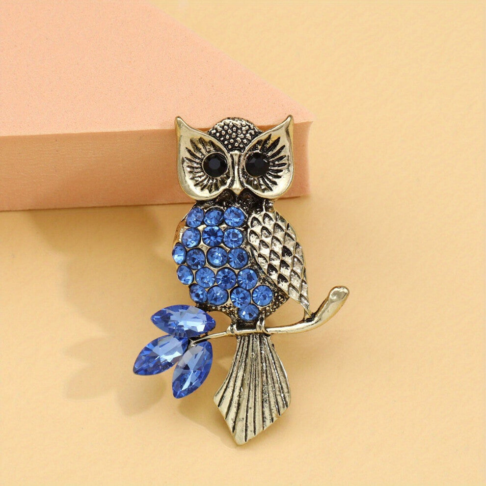 1pc Owl Brooch Costume Accessories Brooch Alloy Inlaid Artificial Diamond Corsage