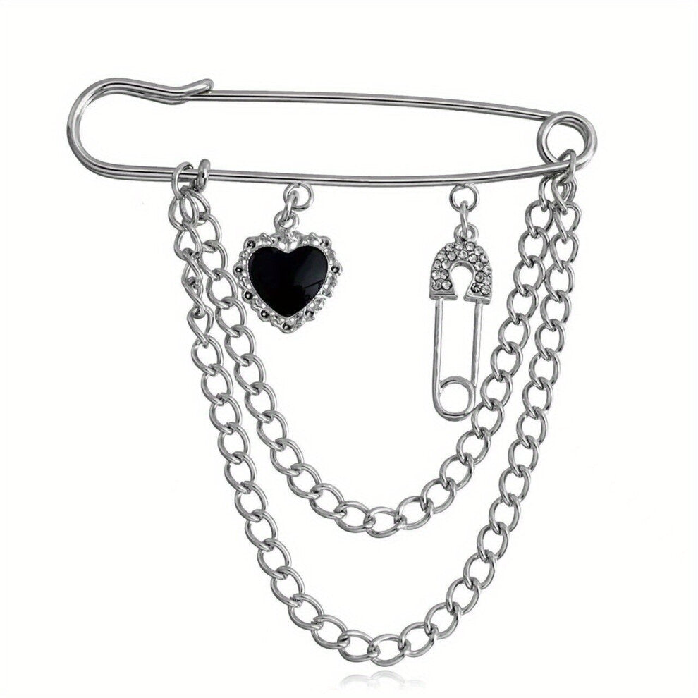 Cross border Ornaments Ins Surfing Cold Wind Chain Brooch Hip Hop Love Pin Suit Jacket Accessories Mens And Womens All match Classic Style