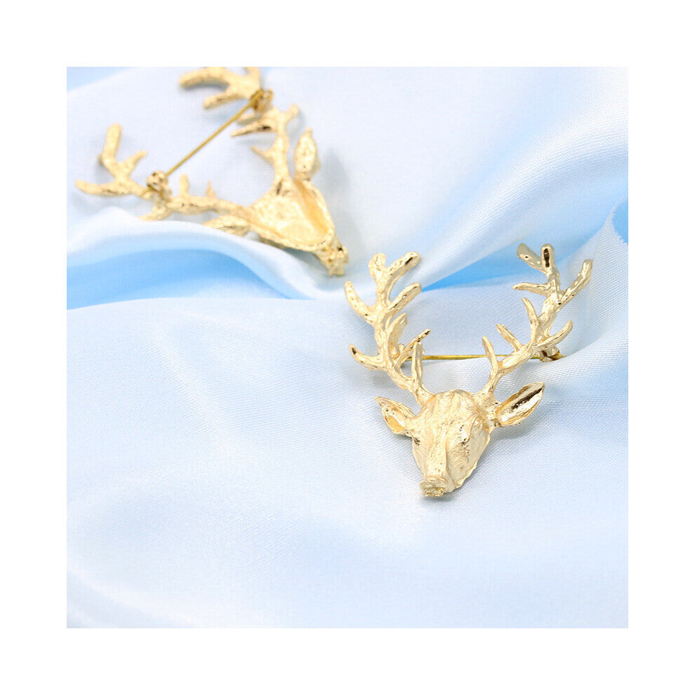 1pc Mens Elk Brooch Golden Antlers Pin Accessories Christmas Gift
