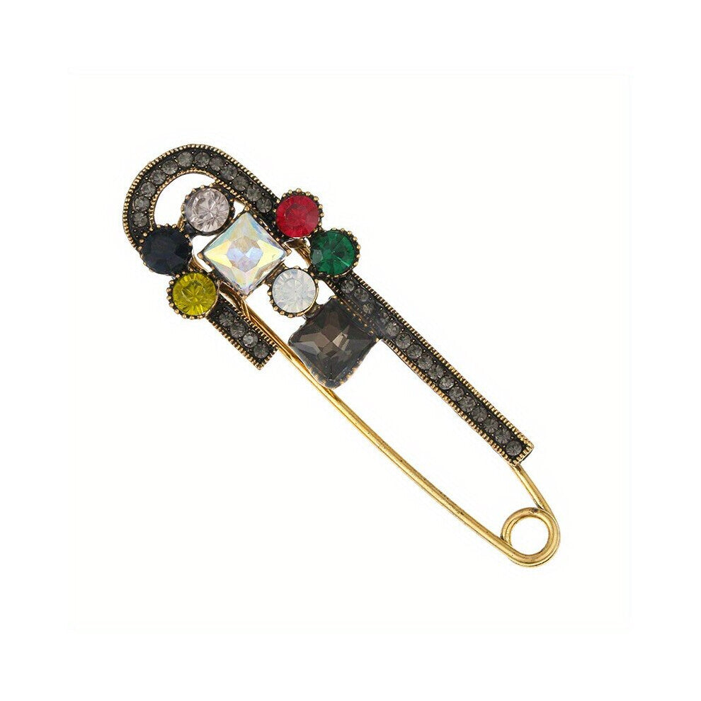 1pc Crystal Safe Pin Brooch Vintage Large Brooch Sweater Brooch Pin Cardigan Shawl Buckle Brooch Accessories For Women Men