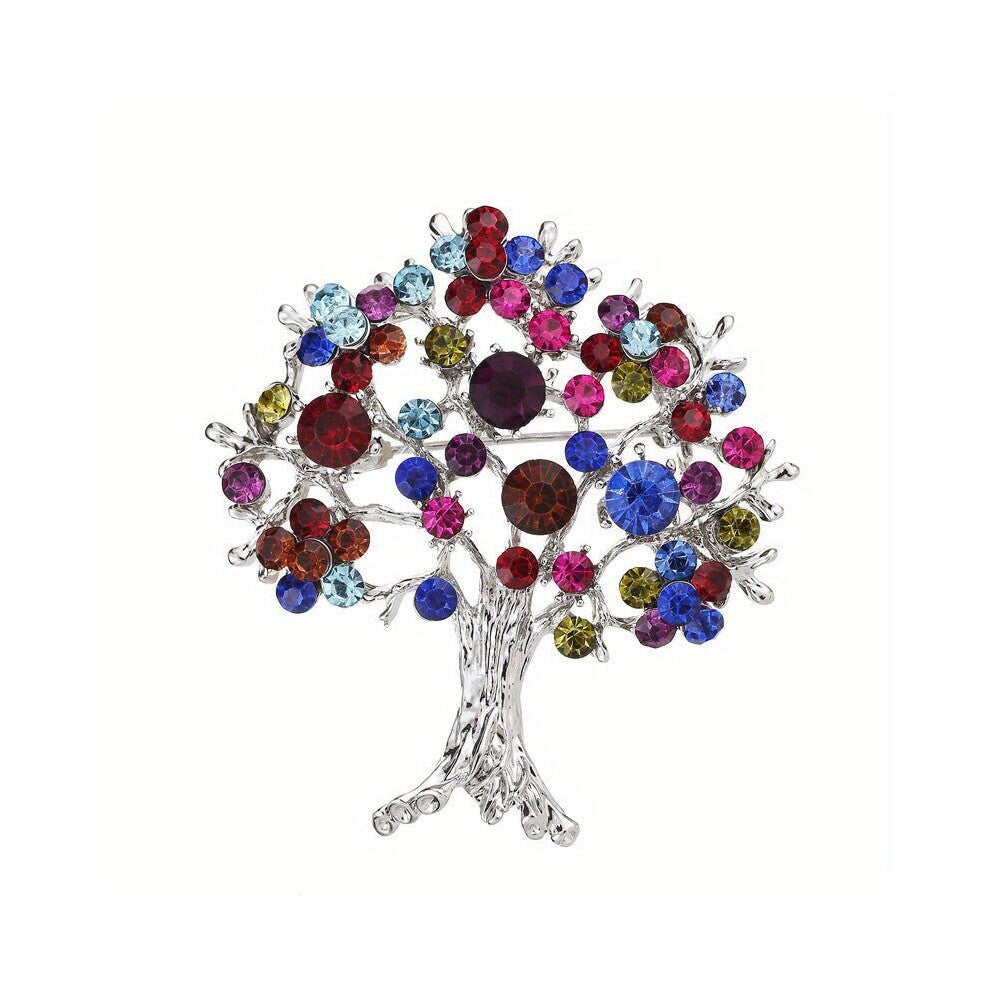 1pc Christmas Tree Brooch Alloy Faux Diamond Inlaid Corsage Clothing Accessories Pin For Men