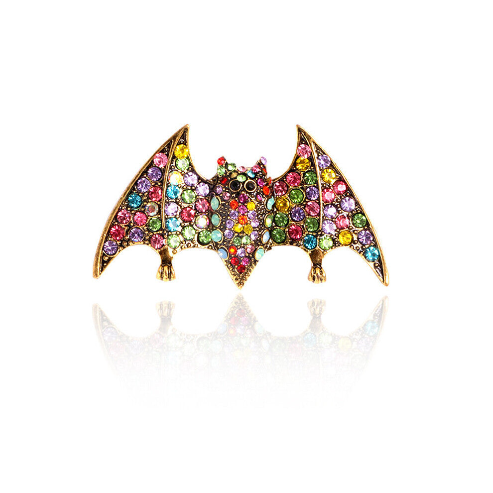Retro Cartoon Animal Rhinestone Bat Brooch For Men Silk Scarf Buckle Clothing Full Of Diamond Alloy Brooch Accessories For Men