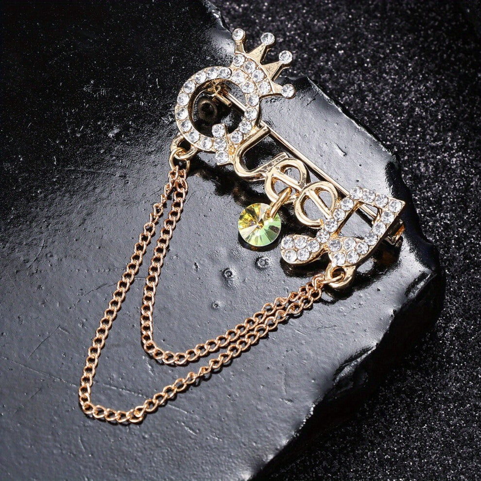 High Fringe QUEEN Musical Symbol Brooch Ice Out Clothing Accessories For Men And Women