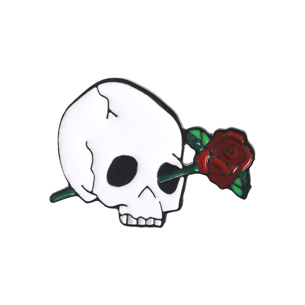 Skeleton Rose Brooch Gothic Romantic Enamel Pin Backpacks Jackets Hats Scarves Pants Accessories Jewelry