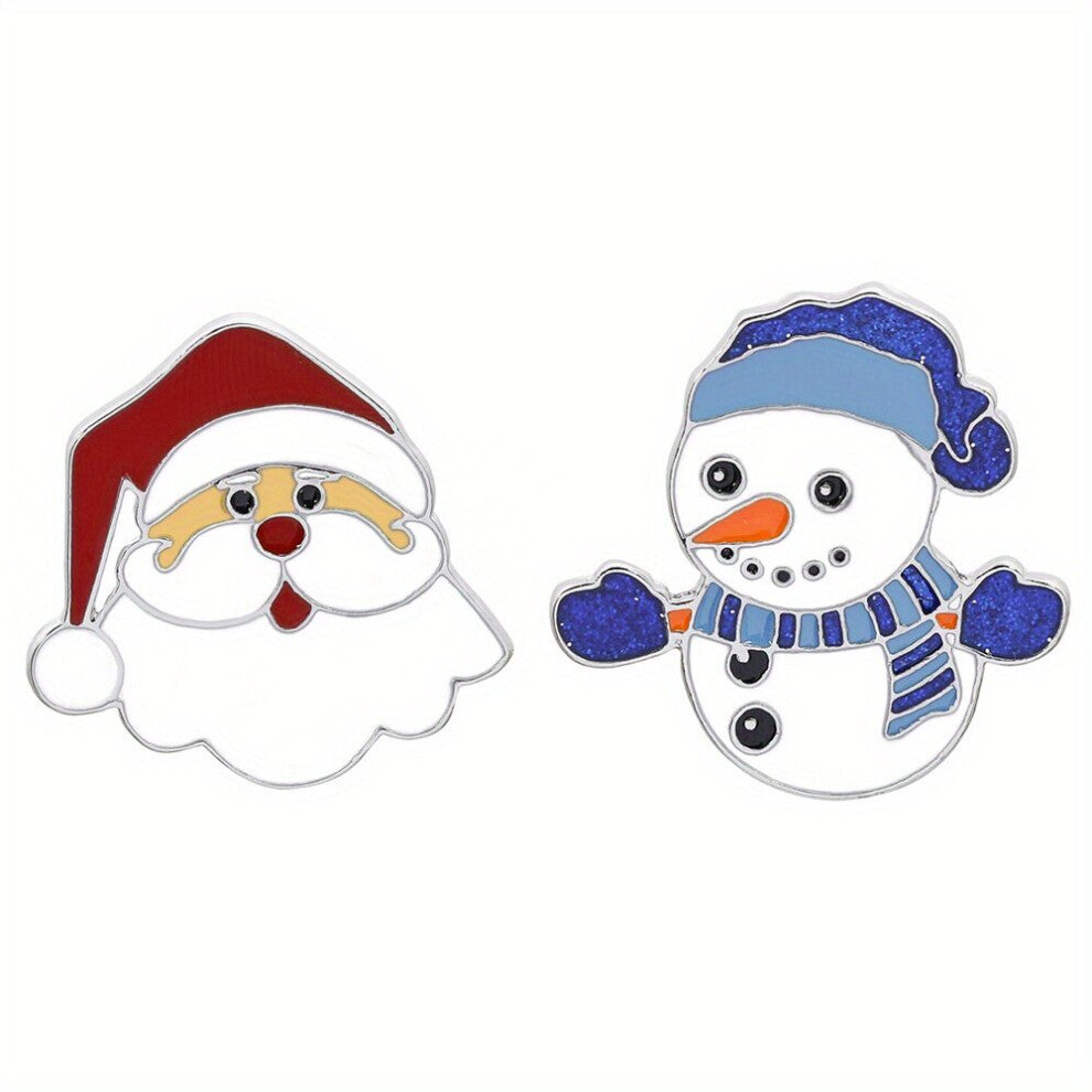 2pcs Christmas Brooch Creative Snowman Santa Claus Brooch Bracelet Clothing Bag Accessories Holiday For Men